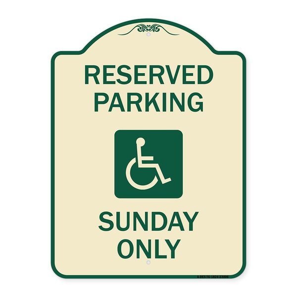 Signmission Reserved Parking Sunday W/ Graphic Heavy-Gauge Aluminum Architectural Sign, 24" x 18", TG-1824-23006 A-DES-TG-1824-23006